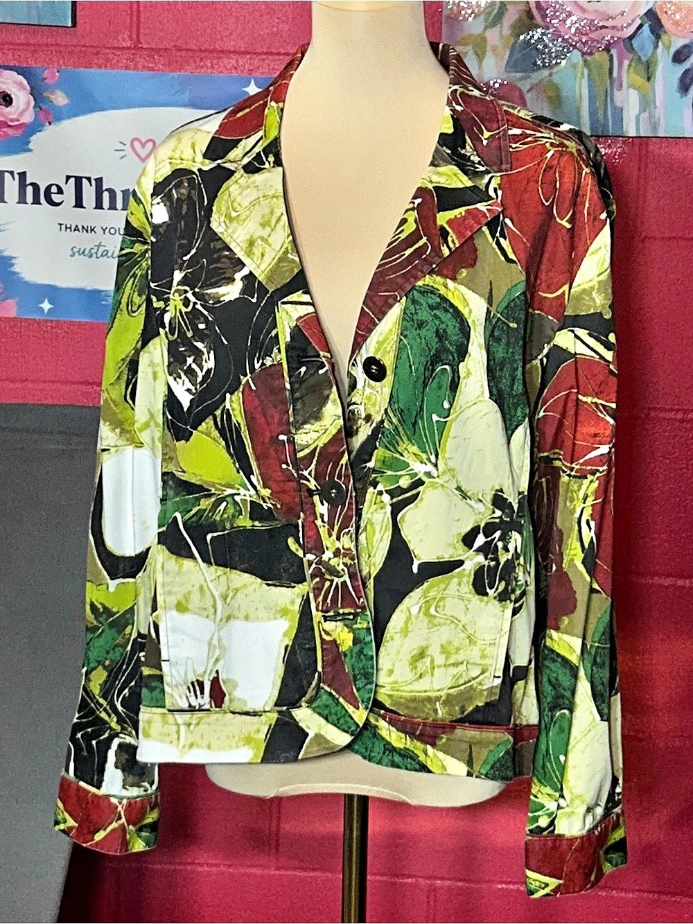 Chico's Abstract Print Blazer Multicolor Like New